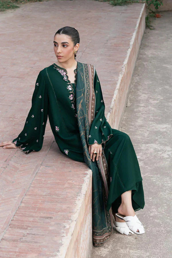 Ziva Green Embroidery 2pc - Stylosefashion