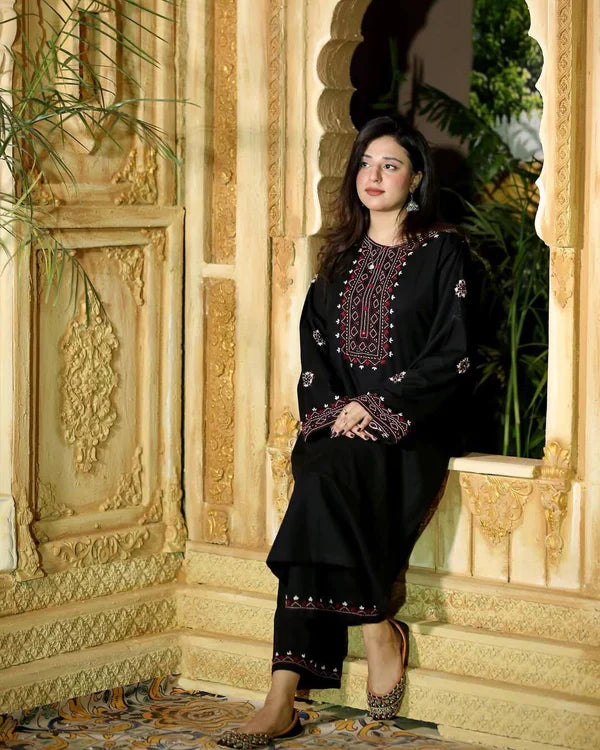 BLACK LUXE EMB 2Pc - Stylosefashion