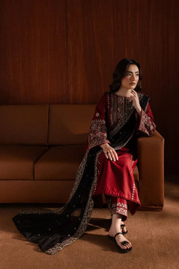 Lal pari Embroidered 3pc - Stylosefashion