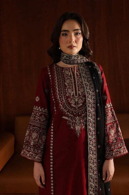 Lal pari Embroidered 3pc - Stylosefashion