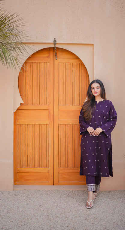 ZAFA LAWN EMB CO-ORD SET - Stylosefashion