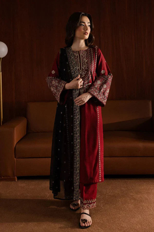 Lal pari Embroidered 3pc - Stylosefashion