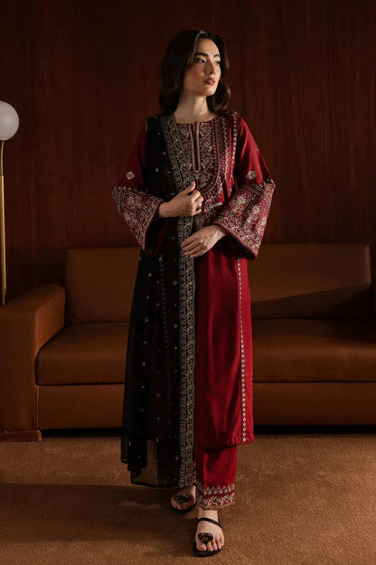 Lal pari Embroidered 3pc - Stylosefashion