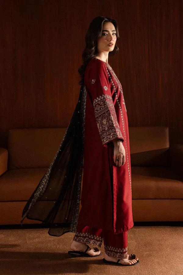 Lal pari Embroidered 3pc - Stylosefashion