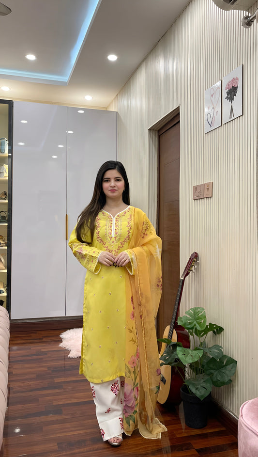 HAJRA EMBROIDERY 3PC (FARSHI)