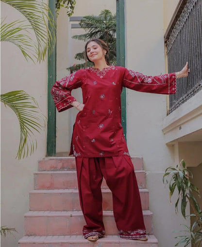 NISHA LAWN EMB CORD SETS ( FARSHI SHALWAR) - Stylosefashion
