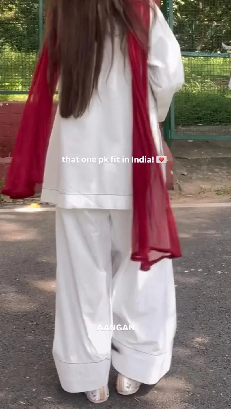 WHITE HEART 3PC ( FARSHI SHALWAR ) - Stylosefashion