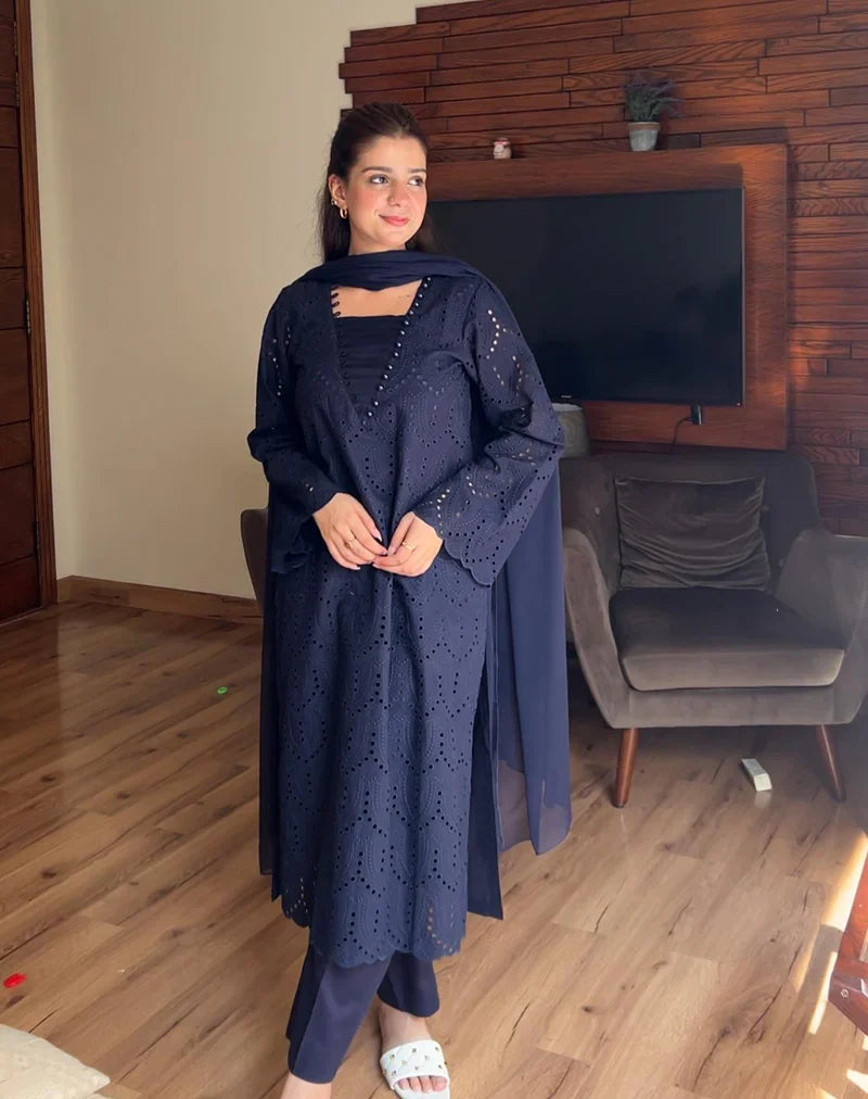 CHICKENKARI BLUE 3PC - Stylosefashion