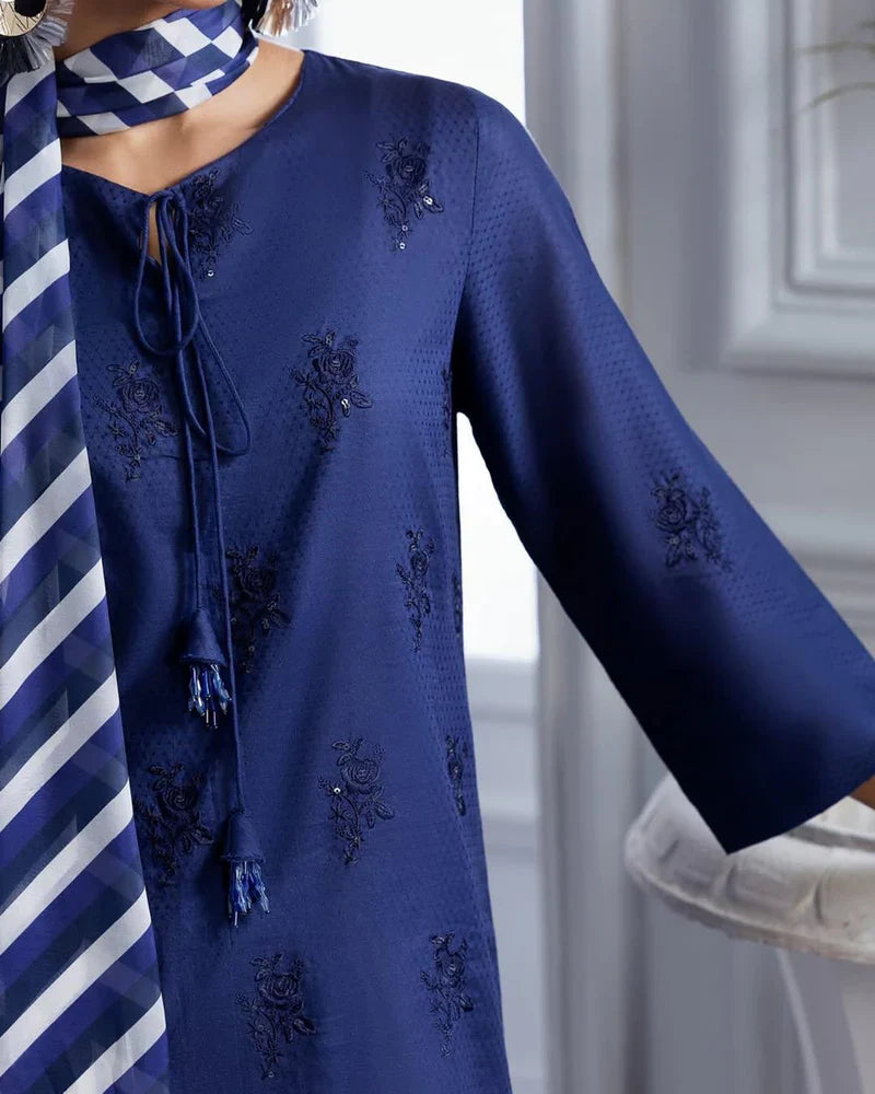 BLUE BLOOM LAWN 3PC - Stylosefashion
